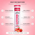 What one Glutathione Fizz tablet does: 500 mg glutathione, 300 mg NAC, Vitamin C + E, Biotin + Selenium
